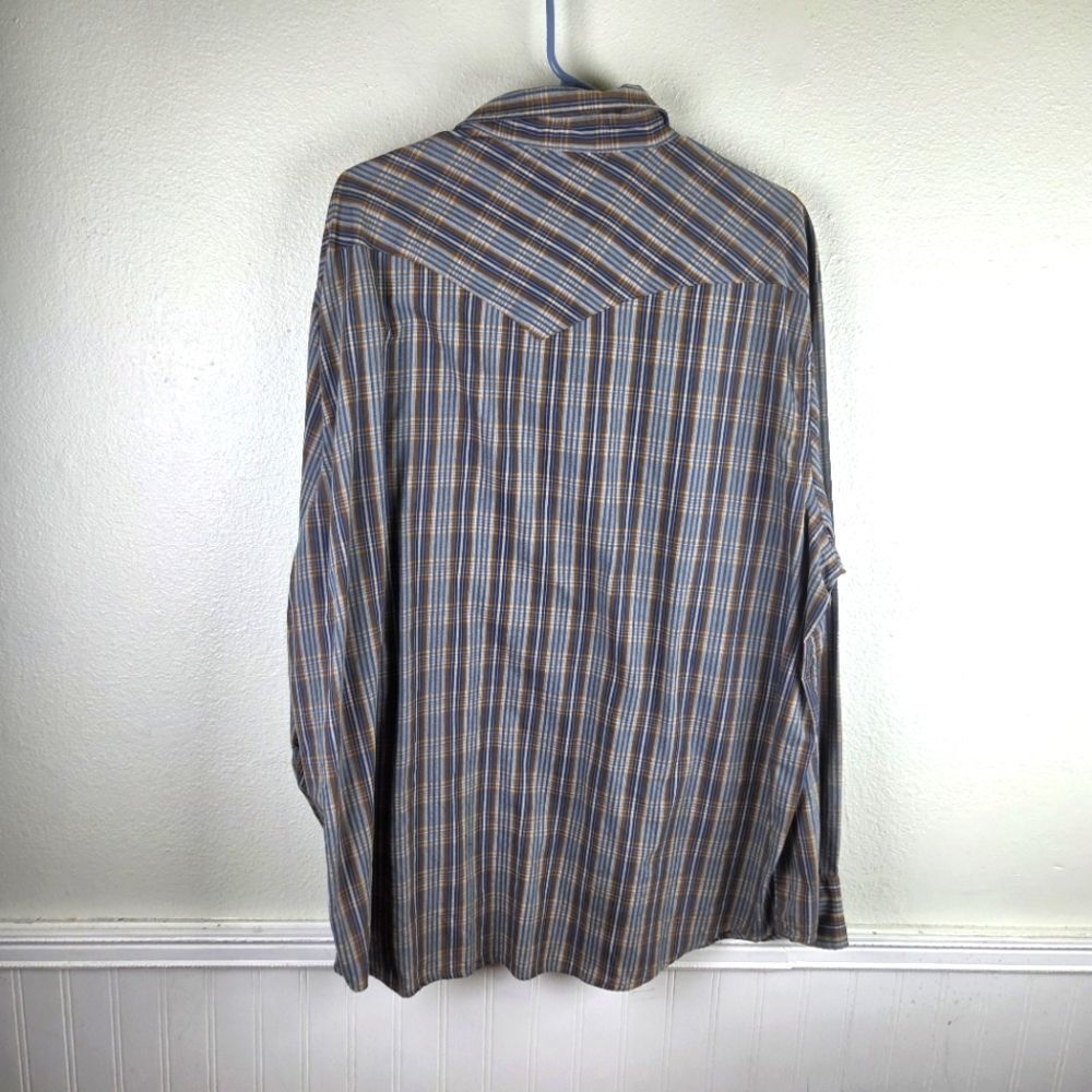 Men's Pendleton Brown Blue Snap Button Casual Pla… - image 7